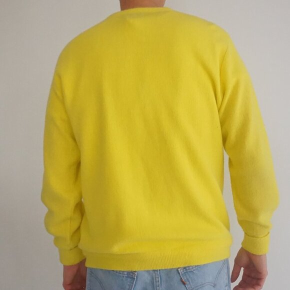 Vtg '90S Jockey Trophy Yellow Wool Blend Fine Knit Button Up Cardigan Sweater L - Picture 2 of 9